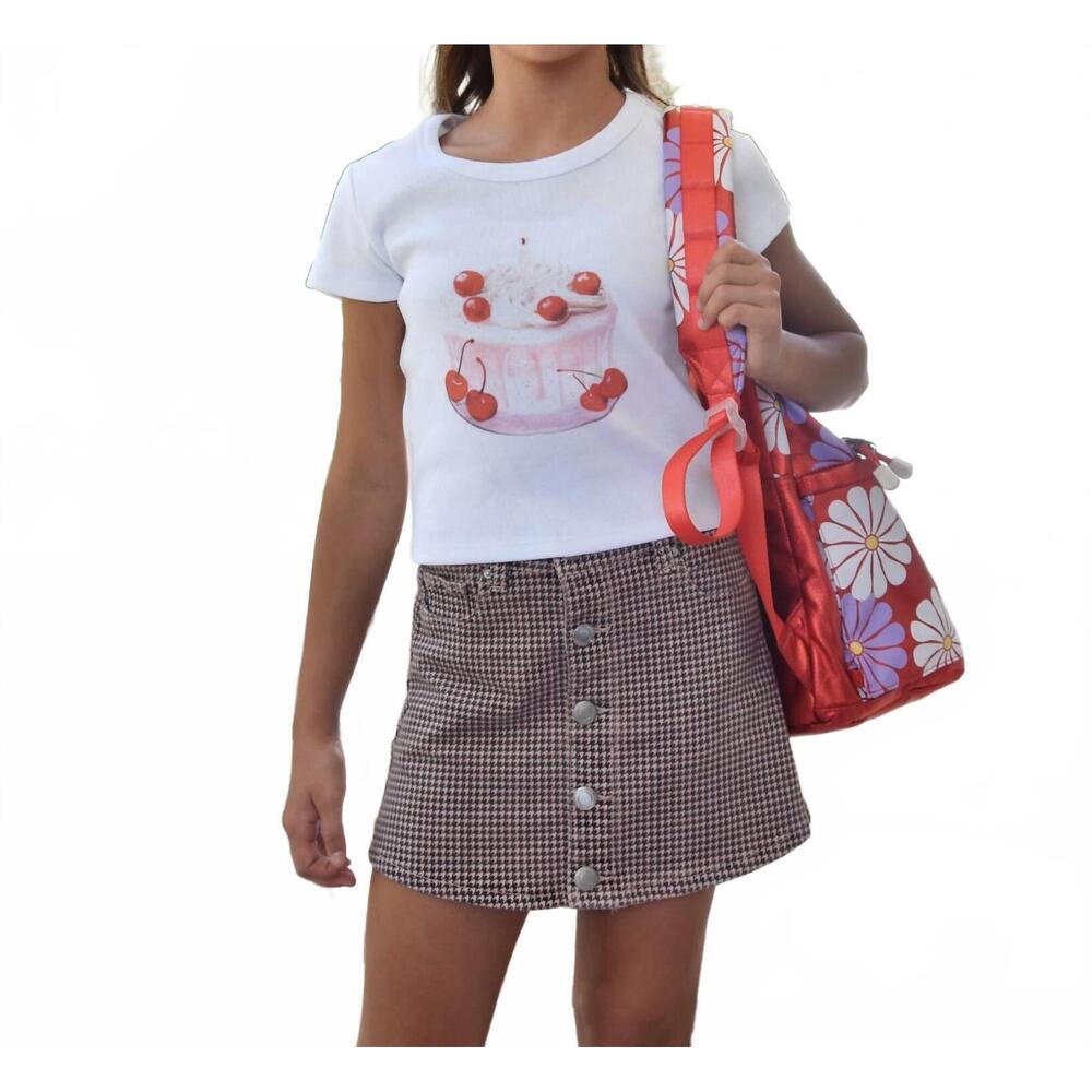 NEW DL1961 - WOMEN'S girls jenny houndstooth mini skirt in pink